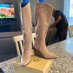   Beige Suede Boots Size 6 