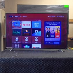 65 Inch Roku 4k Smart TCL Beautiful Tv Comes With Remote Control Shows Great Quality Clear Picture Works Fantastic Guaranteed 