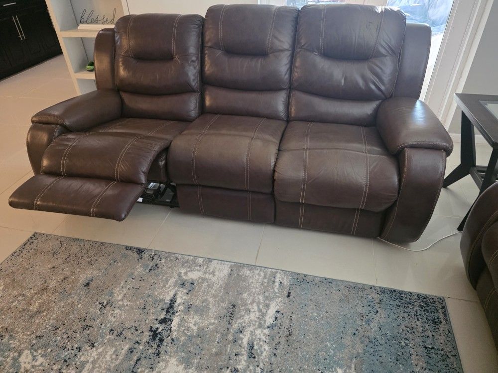 Power Reclining Sofa And Love Chair Leather