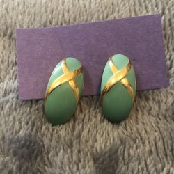 Turquoise Blue & Gold Fashion Earrings