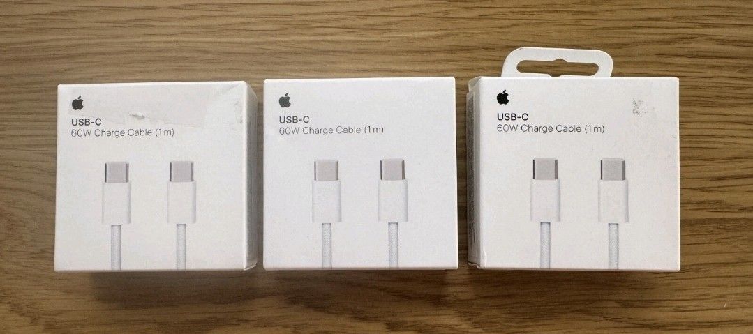Pack Of 3 Apple USB-C Cables  , In Box and 60w Fast Charge Compatible 