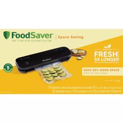 FoodSaver Space-Saving Vacuum Sealer with Bags and Roll Black VS1210