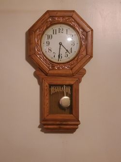 Solid oak wall clock 28"×15"
