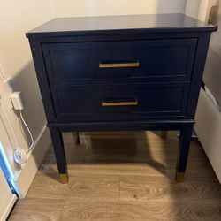 Blue Nightstands (Set of 2) With Electric Plug In Back (USB and Standard Plug)