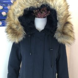 NWT Sam Edelman faux fur trim parka S