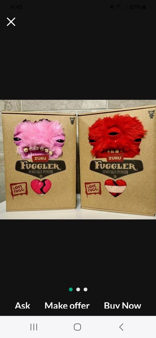 2 - ZURU Fuggler LOVE FUGG Red and Pink Valentine's Day Funny Ugly Monster 9"