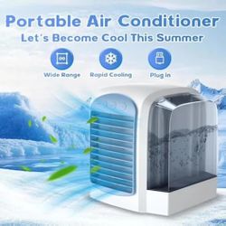 2025 Upgraded Portable Air Conditioner - 4-in-1 AC with Ice Mist Technology, 3 Speeds, 380ml Tank, Ultra-Quiet for Home, Office, Travel - Compact & Ef
