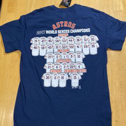 Houston Astros Majestic Shirt Mens Size S 2017 World Series Roster MLB 18pit2pit