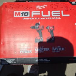 Milwaukee M18 FUEL 18-Volt Lithium-Ion Brushless Cordless Hammer Drill and Impact Driver Combo Kit (2-Tool) with Two 5Ah Batteries