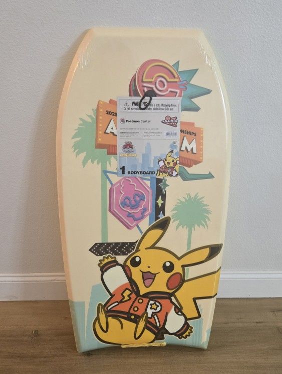 For Sale:
Brand New Still Sealed Pokemon Center 2025 World Championships Anaheim Pikachu Bodyboard
Boogie Board