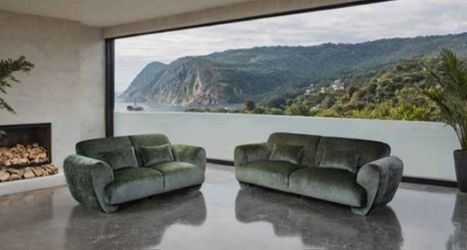 Brand New Olive Green Chenille Sofa And Love Seat