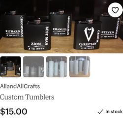 Custom  Flask & Tumblers.  Local  Delivery Free, Located In Hialeah Gardens FL