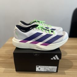 Adidas ADIZERO EVO SL White Collegiate Purple Authentic NEW Men’s Size 9