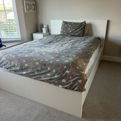 White Bed Frame with Mattress - full/double size