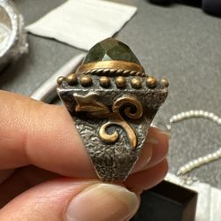 Ottoman Silver&gold ,jade Ring Old And Orginal  