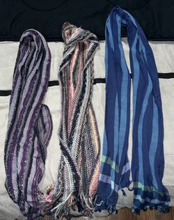 Set of 3 Women’s Fashion Scarves In Blues & Purples - EXCELLENT CONDITION