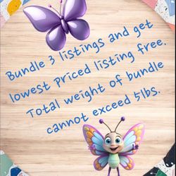 Bundle 3 listings and get lowest priced listing free. Total weight of bundle cannot exceed 5lbs.