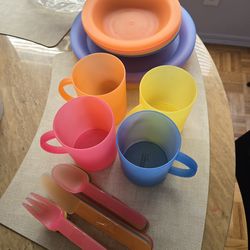 Reusable Plates, Cups and Utensils Set