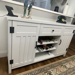 Wood Buffet and Sideboard Cabinet with Wine Rack