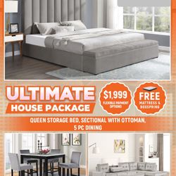 NEW 3 ROOM PACKAGE DEAL - BED MATTRESS DINING ROOM SECTIONAL SOFA AND FINANCING 
