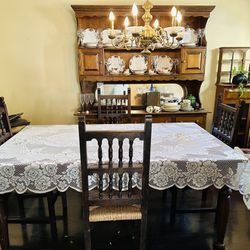 Large Pine Wood Dining Room Table 