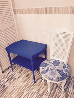 Antique chair and vintage table