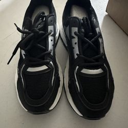 Dinaor Athletic Sneakers, Black and White Chunky Sole Unisex