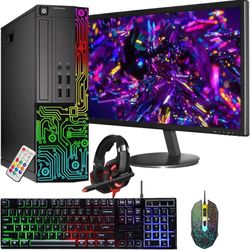 Pc Dell Optiplex Small Desktop Computer (SFF) PC | Quad Core Intel i5 (3.2GHz) | 16GB DDR3 RAM | 512GB SSD | 24 Inch Monitor | RGB Gaming Keyboard & M