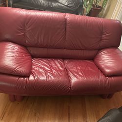 Red Italian Leather Love Seats