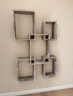 Rustic white floating shelves