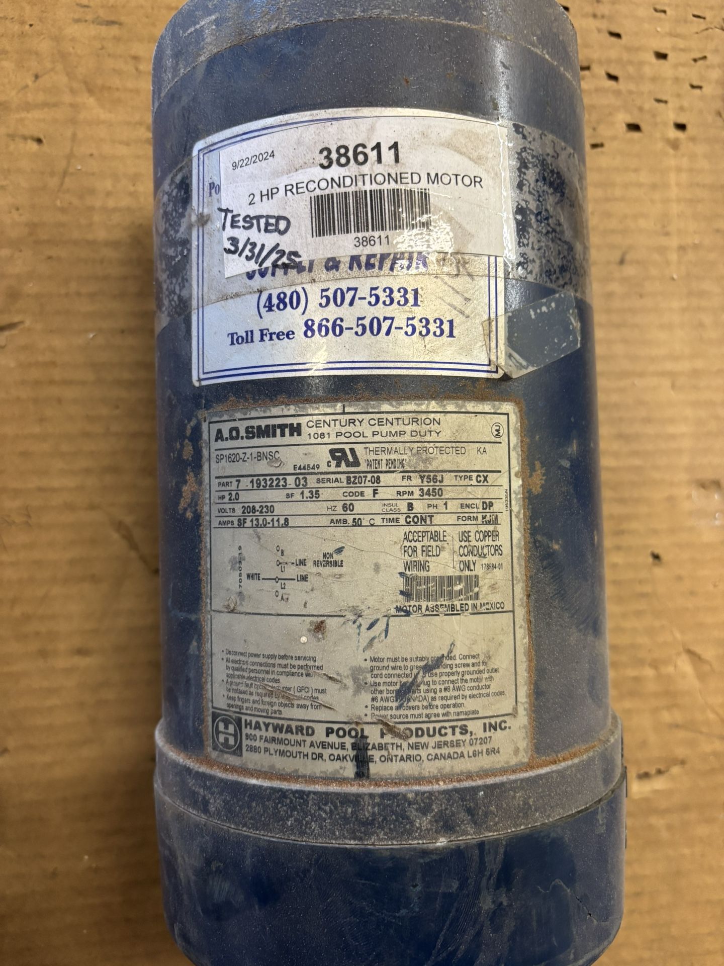 Reconditioned 2 Hp C Face Motor