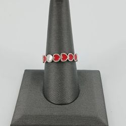 James Avery .925 Sterling Silver Enamel Connected Hearts Ring 3.4g -Size 8 (#23914)