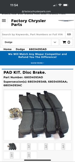 Mopar Rear Brake Pads Dodge 2016 4500