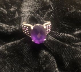 Silver Ring with Oval Purple Stone
