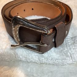 Cuatrero Western Leather Belt With Metal Buckle - Size 42