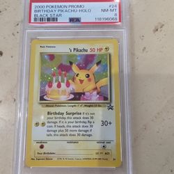 2000 Birthday Pikachu Holo Black Star PSA 8