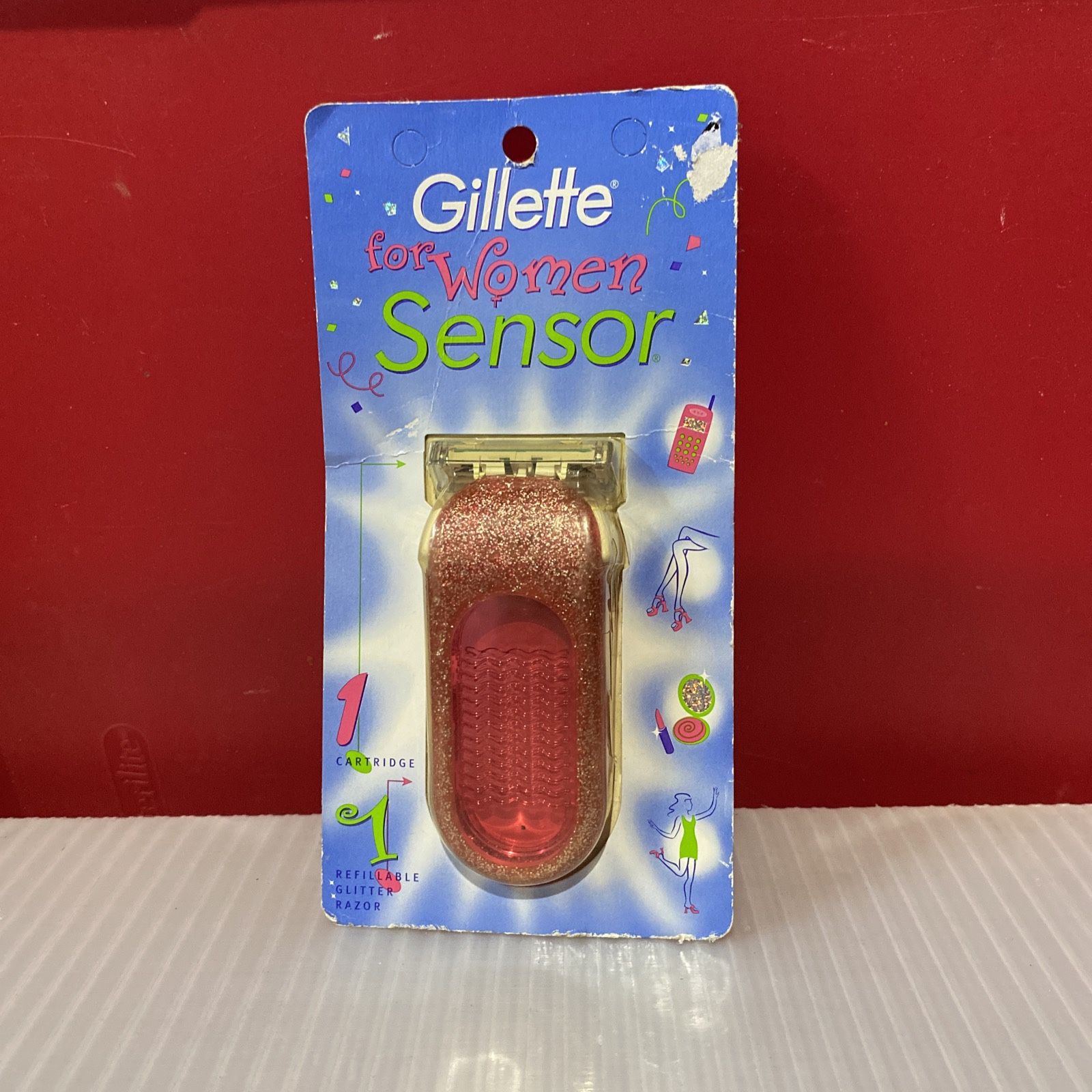 New Gillette for Women Sensor Excel Razor 98 Pink Sparkle Refillable RARE