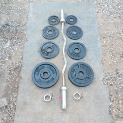 85lbs Olympic Weights+ Curl Bar 