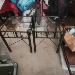 Pair Of Metal Glass End Table