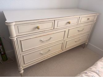2 Vintage French Country Distressed Cream Dressers