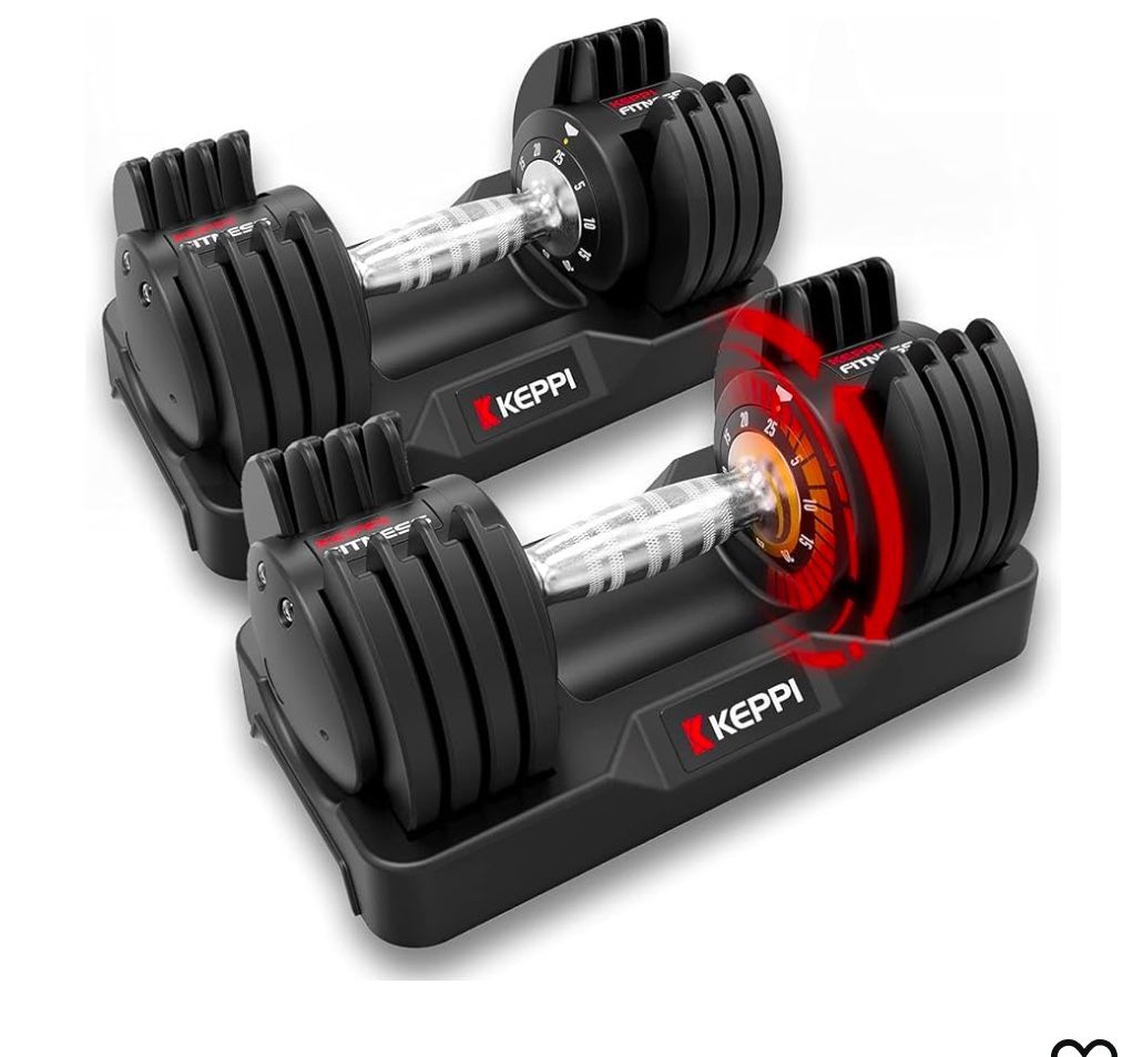25 Lb Adjustable Dumbbells-Pair-Keppi- NEW