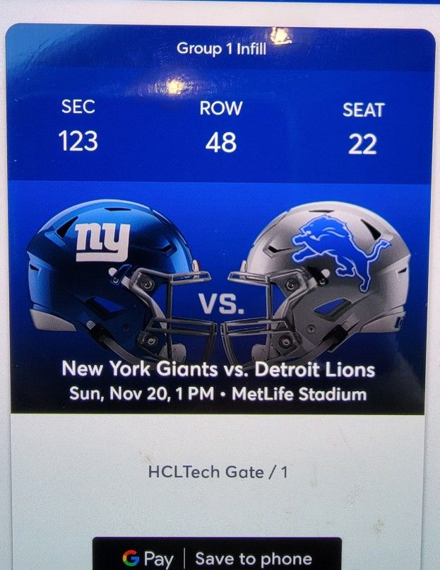 NYG Vs Lions MetLife Stadium