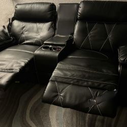 2 Seat Reclining sofa With Middle Sofa And Storage  