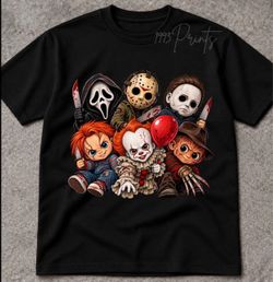Chibis Horror Movie Characters Halloween T-Shirt