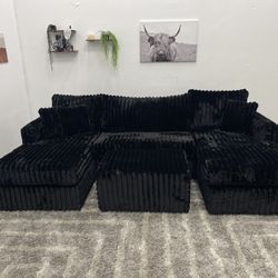 Black Sectional Couch - Free Delivery 