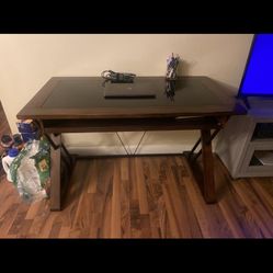 Solid Wood, Glass-Top Desk