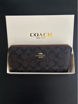 Black/brown long coach wallet