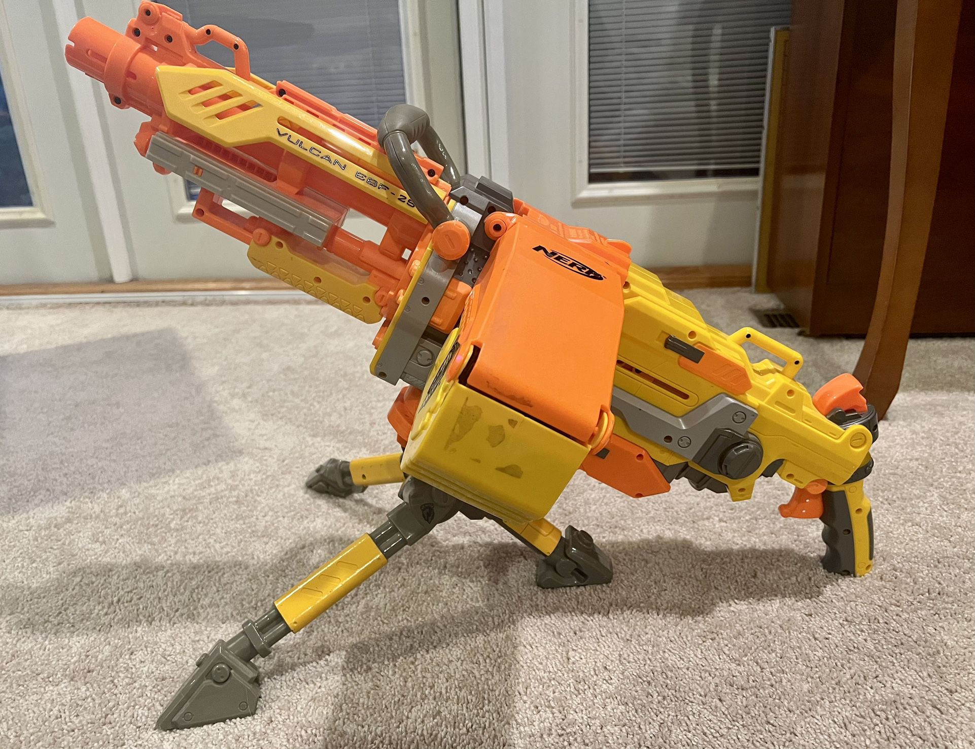 Nerf Vulcan EBF-25 Complete Gun With Ammo Box and One Ammo Belt Tripod Included