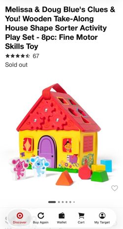 Melissa and Doug Blue’s &You! Wooden Take-along House Shape Sorter Activity Play Set 8 pieces