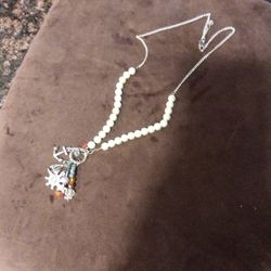 Beautiful Homemade Necklace Made With Pearl And Charms